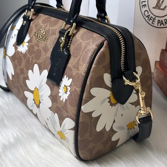 NWT💃Coach Rowan Satchel/Crossbody Bag In Signature Canvas With Floral Print - Picture 2 of 10